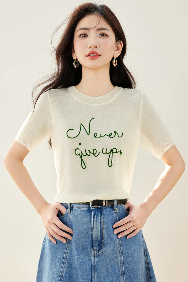 Letters short sleeve large yard T-shirt for women
