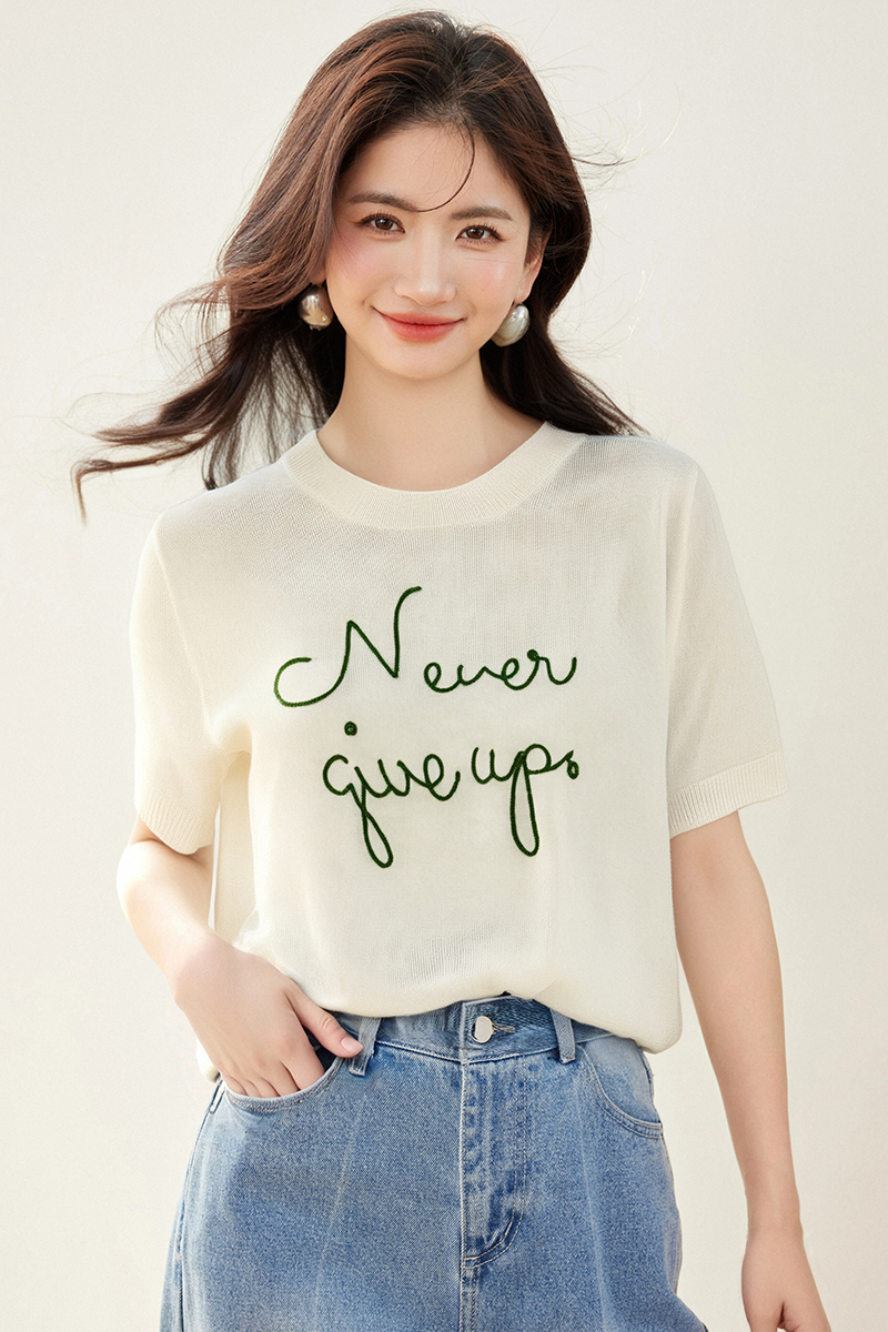 Letters short sleeve large yard T-shirt for women
