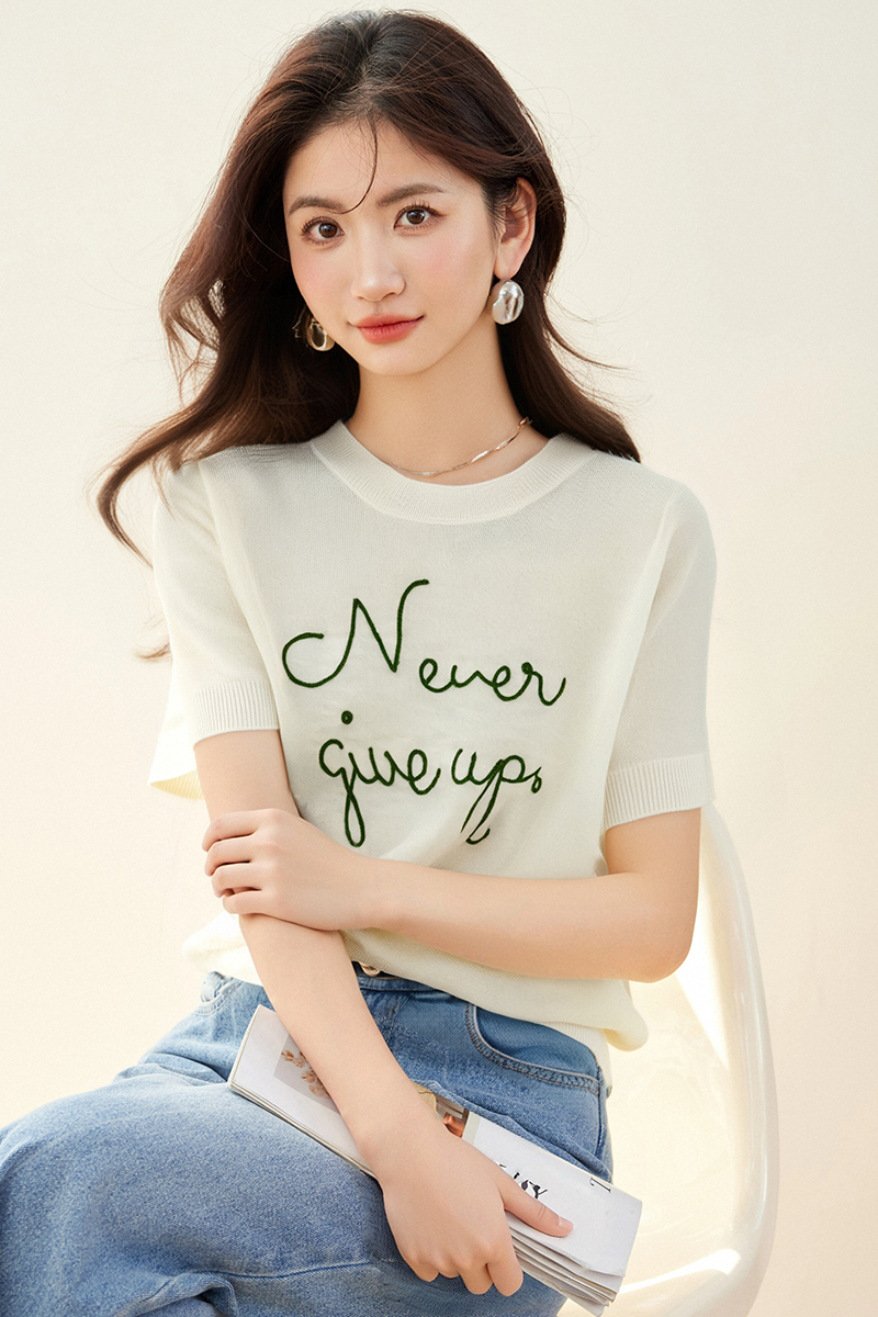Letters short sleeve large yard T-shirt for women