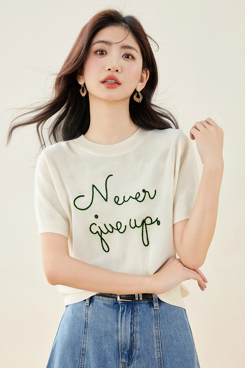 Letters short sleeve large yard T-shirt for women