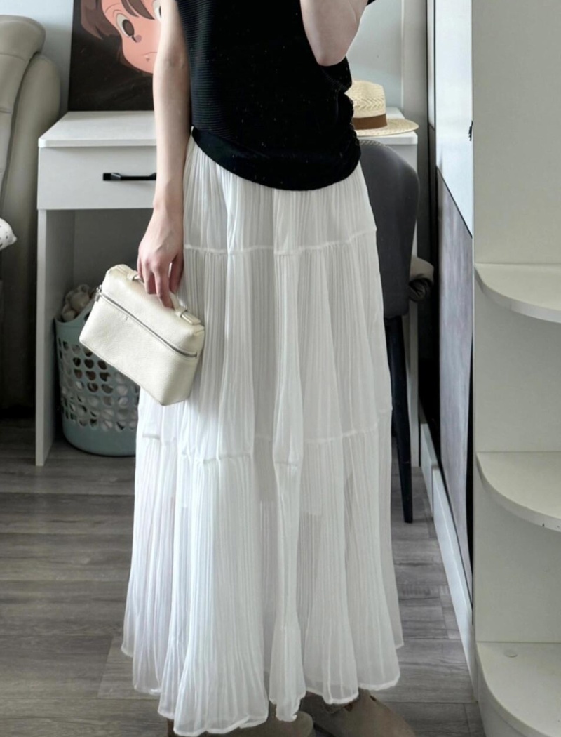 Slim pinched waist skirt strapless pure T-shirt a set for women