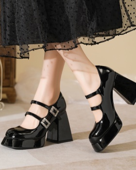 Rhinestone buckle heighten platform for women