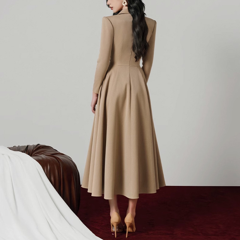 Khaki spring slim A-line intellectuality dress for women