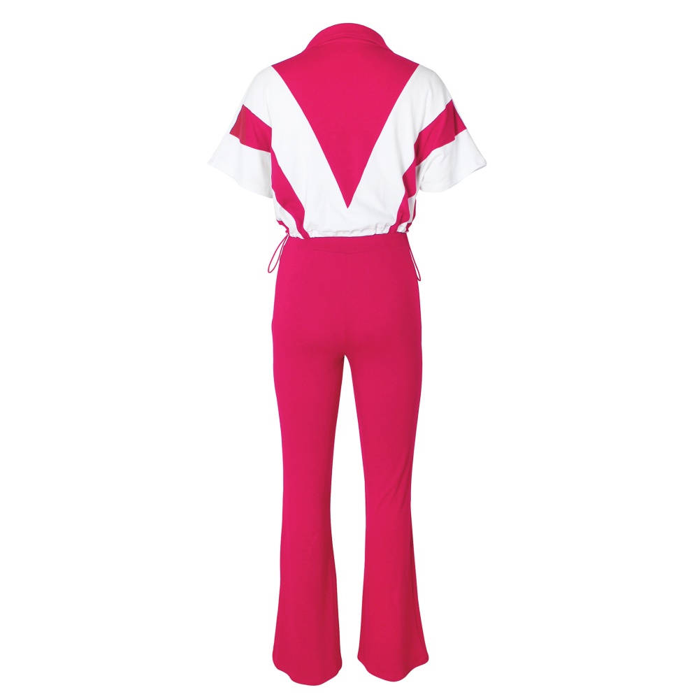 European style splice sports pants 2pcs set for women