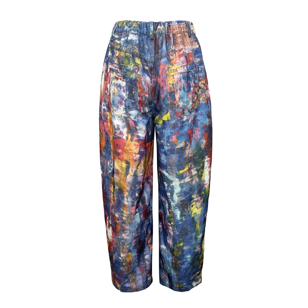 Denim wide leg leather printing Casual long pants