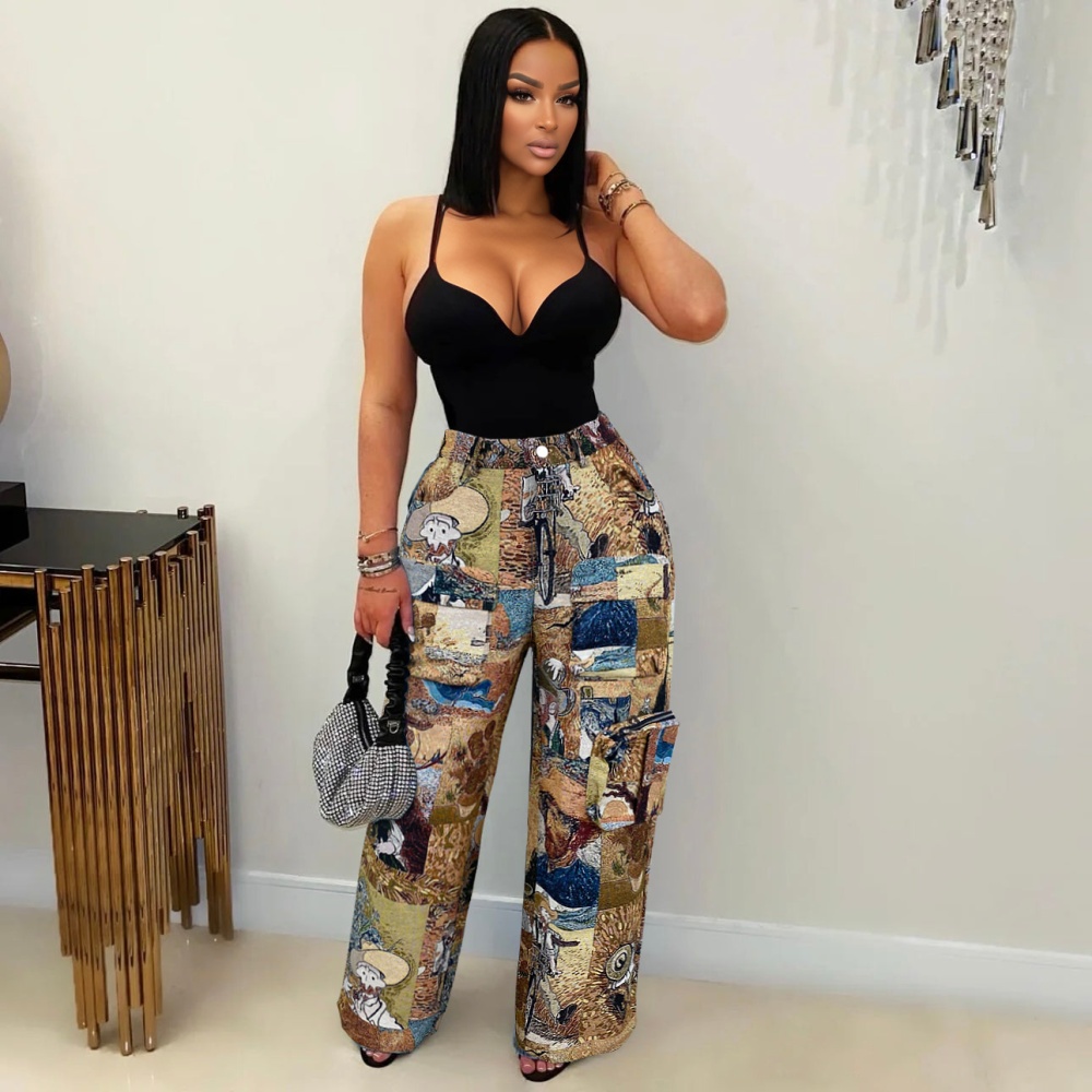 Many pocket work pants Casual long pants for women