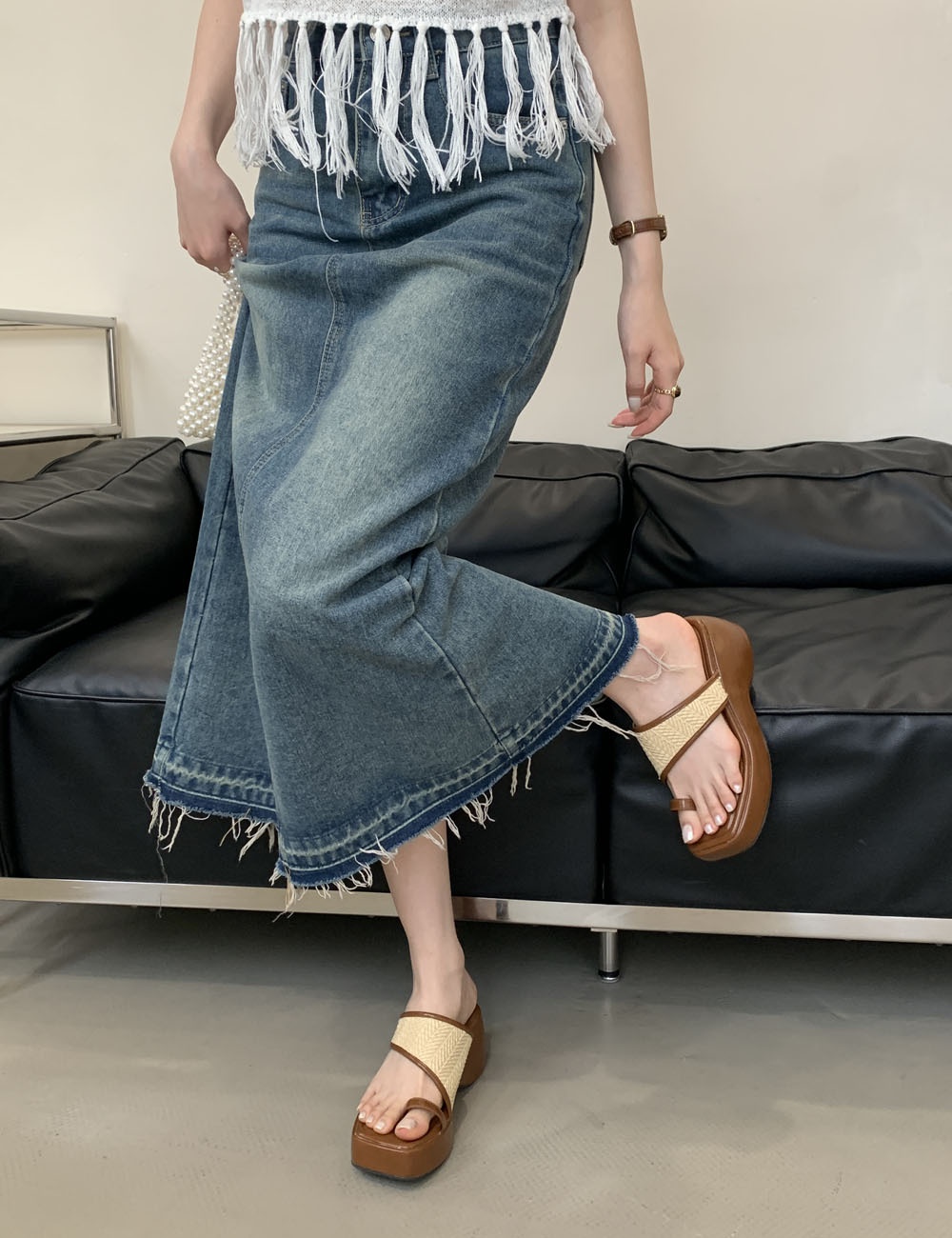 Slipsole thick crust wears outside shoes weaving vacation 