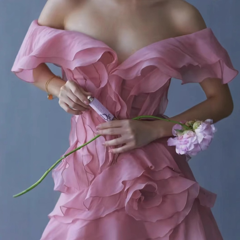Sexy flat shoulder formal dress V-neck dress