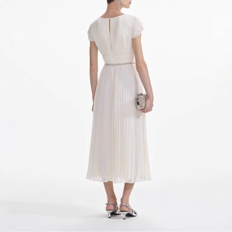 Slim temperament diamond long dress niche pleated dress