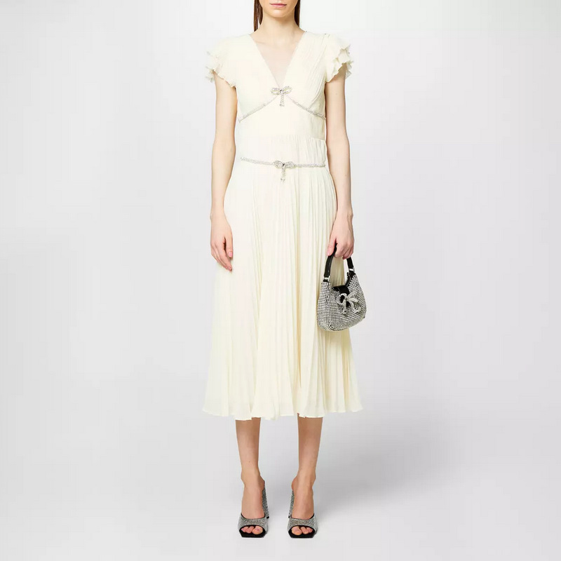 Slim temperament diamond long dress niche pleated dress