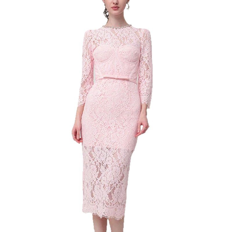 Chest pad spring and summer high waist elasticity dress