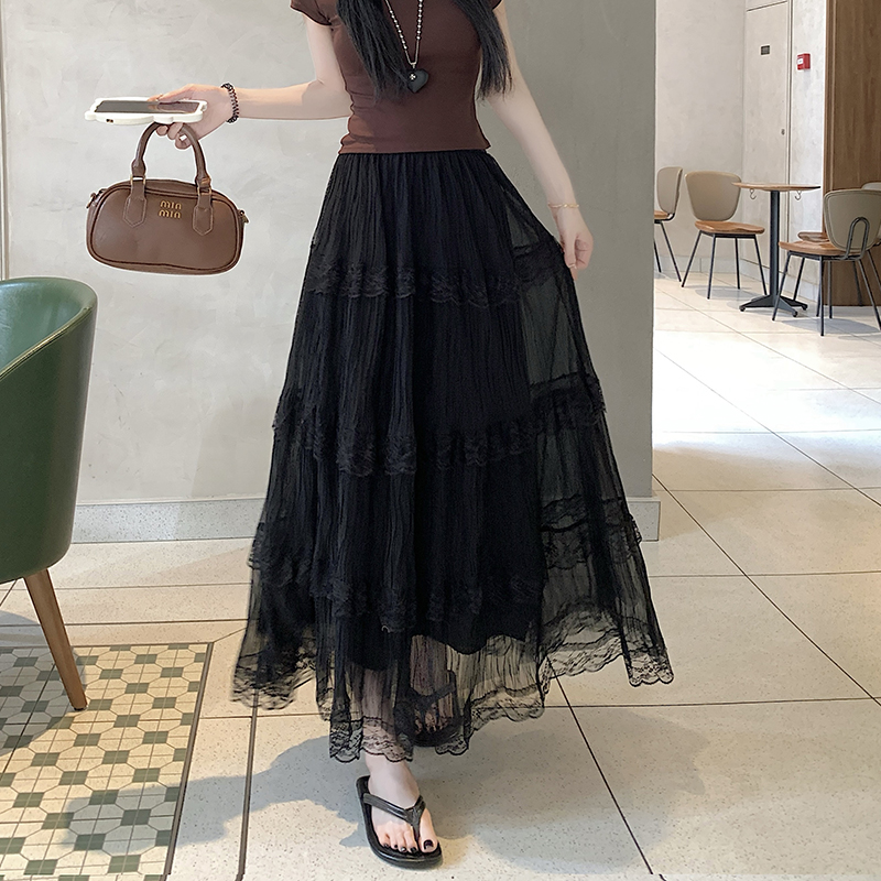 Cake big skirt sweet long skirt spring lace skirt for women