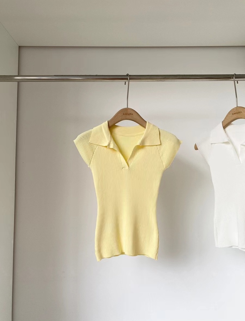 Boats sleeve slim thin T-shirt short high waist tops for women