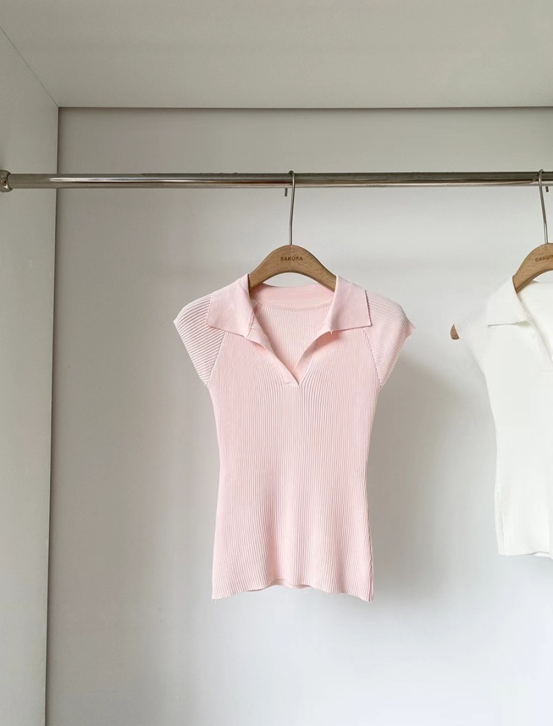 Boats sleeve slim thin T-shirt short high waist tops for women