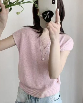 Hollow loose thin sweater summer slim V-neck tops for women