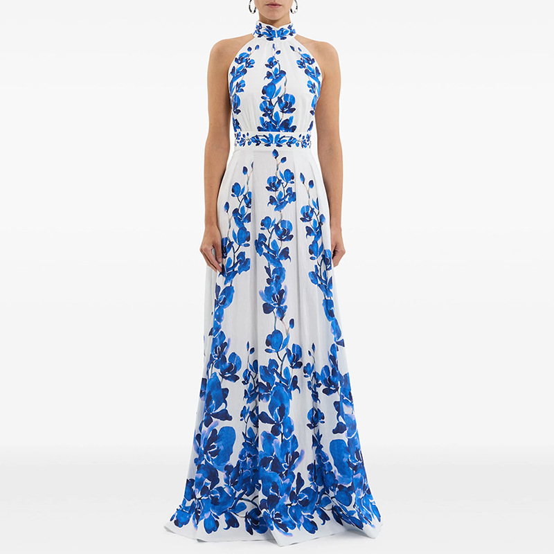 Long vacation long dress printing fashion dress