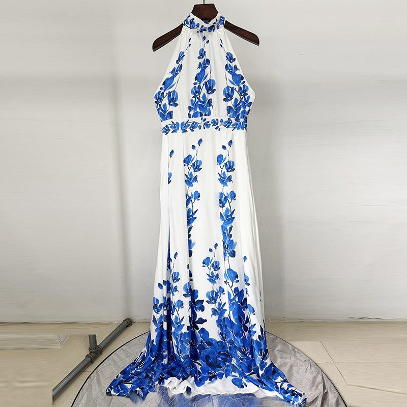 Long vacation long dress printing fashion dress
