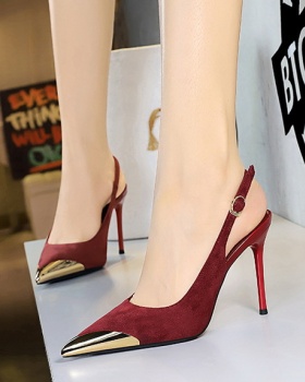 High-heeled low high-heeled shoes pointed fine-root shoes