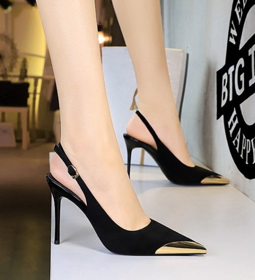 High-heeled low high-heeled shoes pointed fine-root shoes