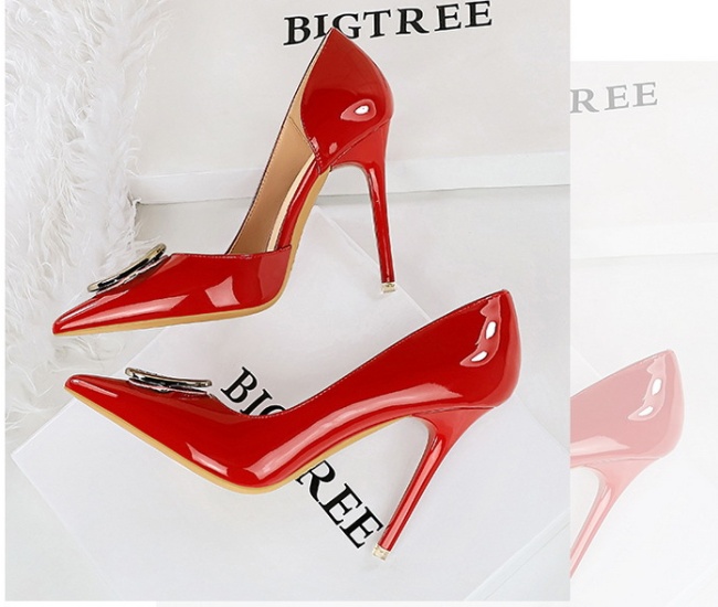 Rhinestone buckle European style high-heeled shoes