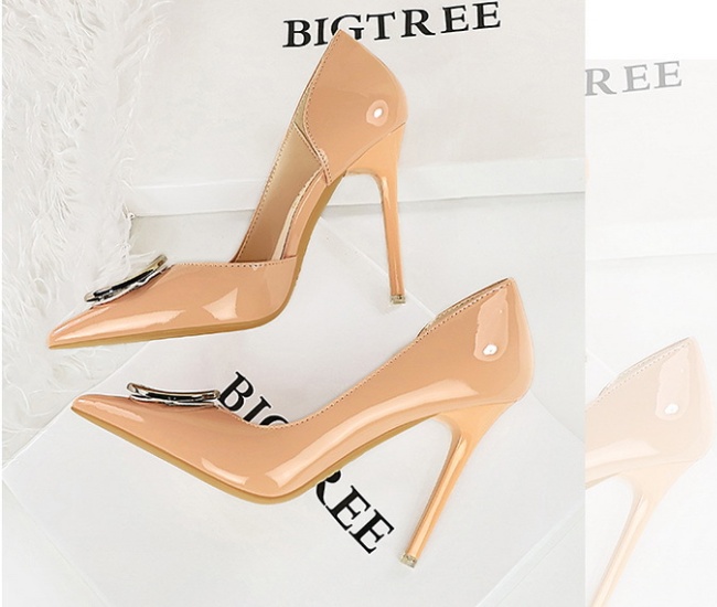 Rhinestone buckle European style high-heeled shoes