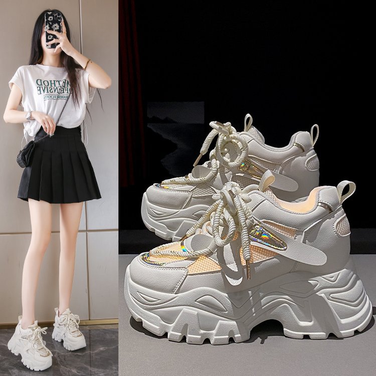 Heighten all-match shoes sports clunky sneaker for women
