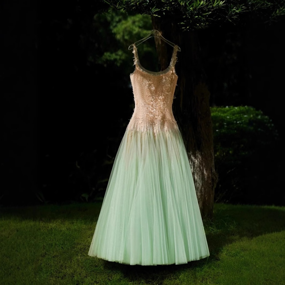 Niche gradient lace gauze summer lady hollow dress