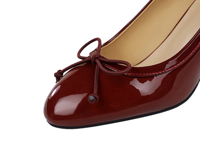 Low bow high-heeled shoes round commuting lazy shoes