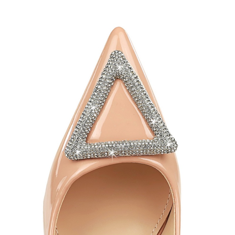 Patent leather rhinestone high-heeled shoes low shoes