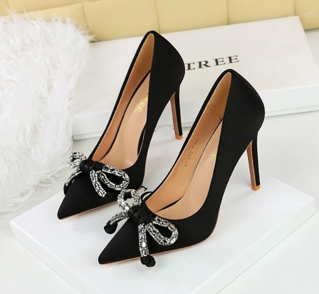 Pointed banquet high-heeled shoes bow shoes for women