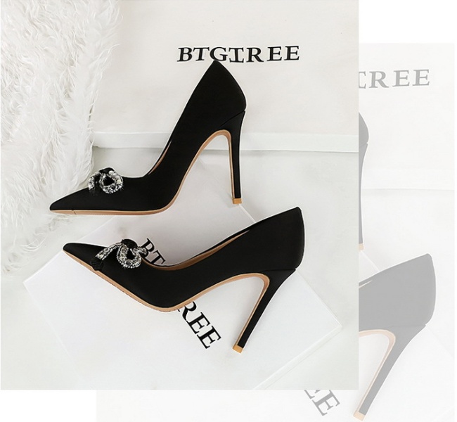 Pointed banquet high-heeled shoes bow shoes for women