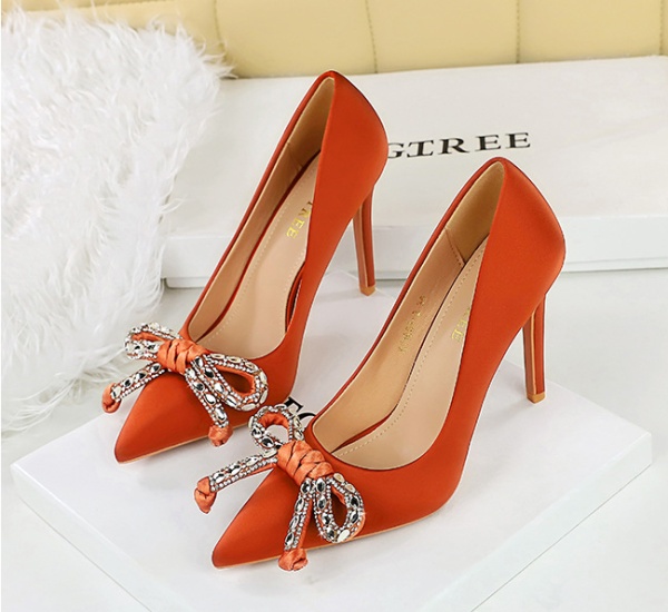 Pointed banquet high-heeled shoes bow shoes for women