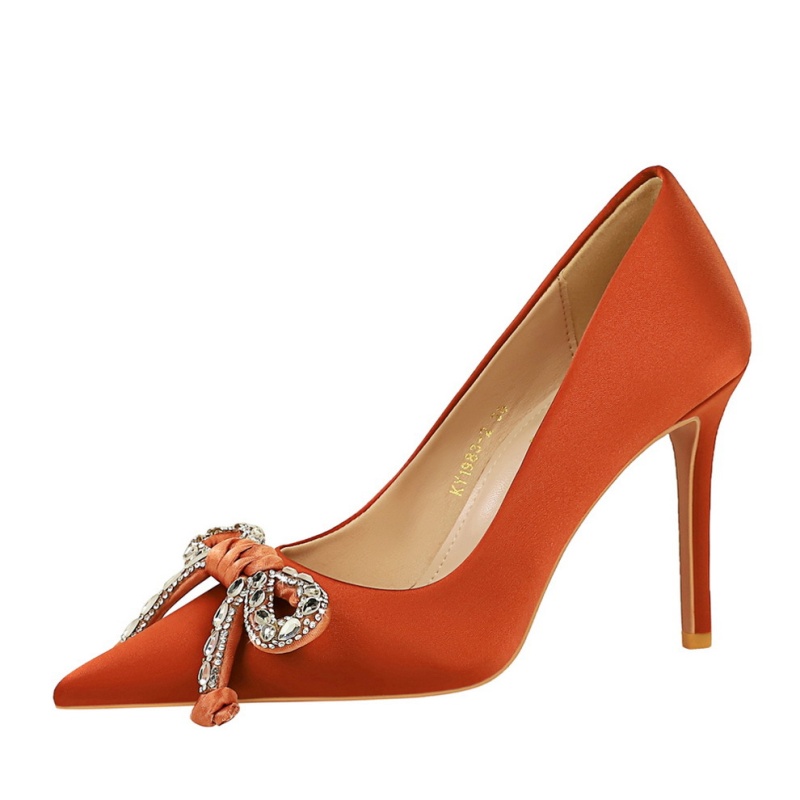 Pointed banquet high-heeled shoes bow shoes for women