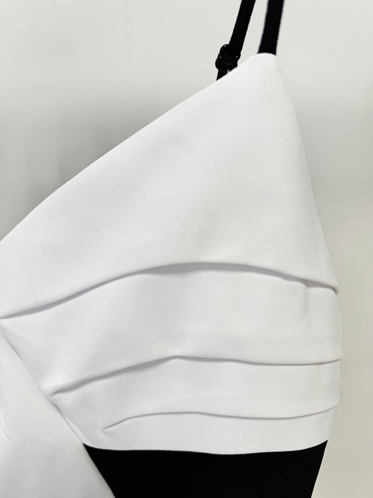 Black-white split long dress mixed colors dress