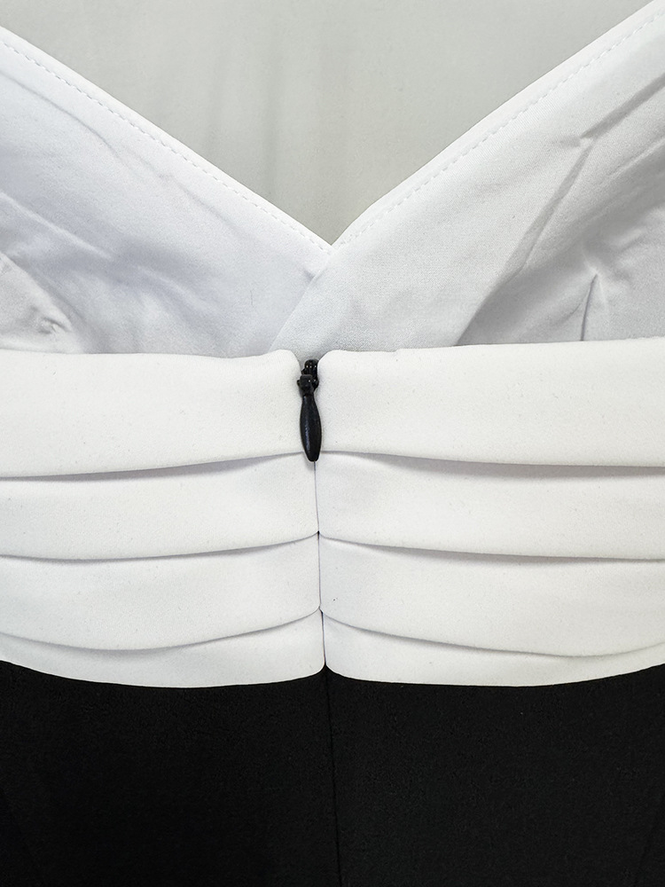 Black-white split long dress mixed colors dress
