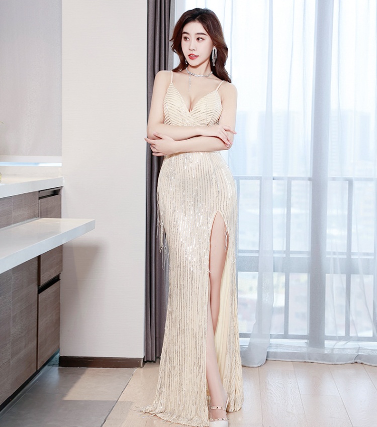 Ladies fashion banquet sling night show sexy evening dress