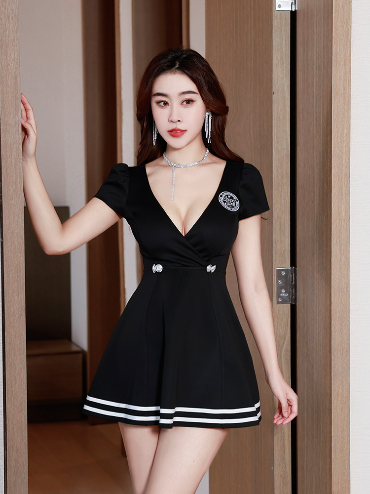 Slim Cover belly low-cut night show show young overalls dress