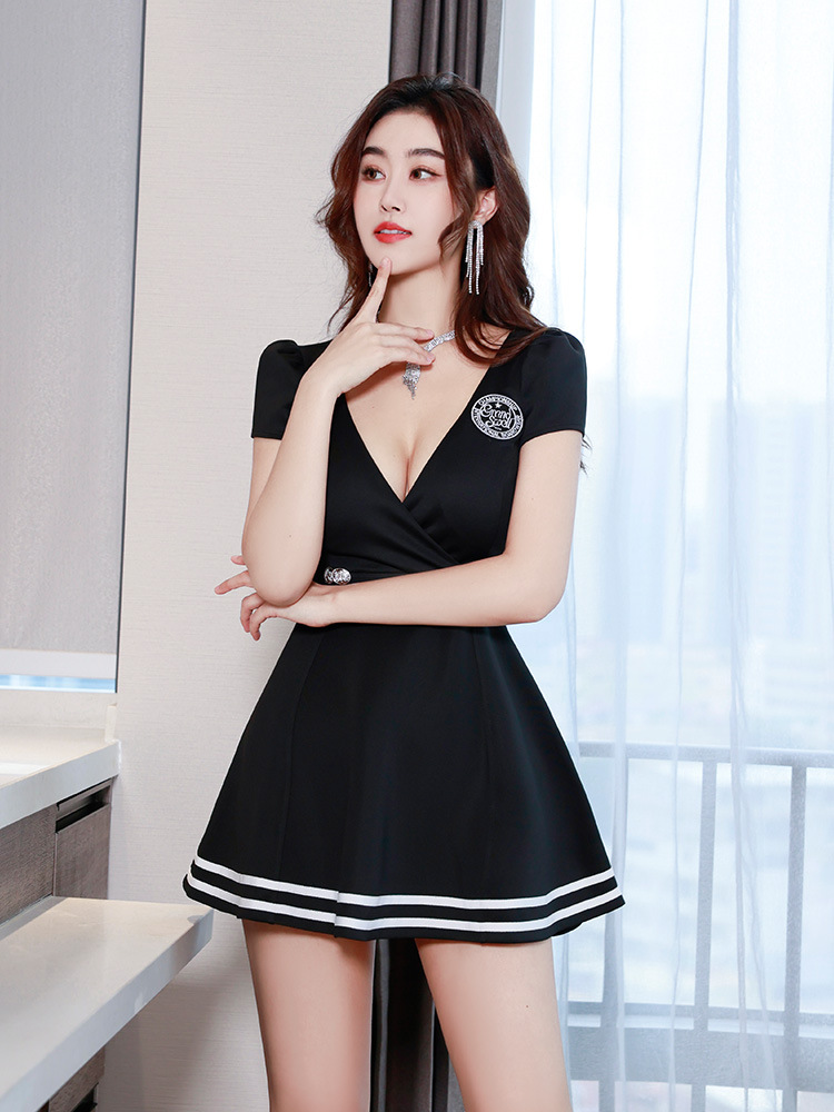 Slim Cover belly low-cut night show show young overalls dress