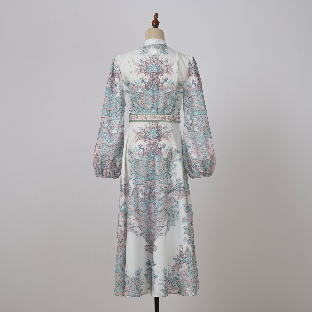 Elegant long sleeve long dress lantern dress