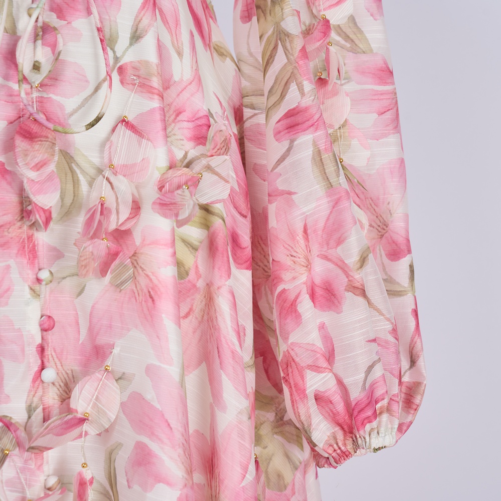 Long slim big skirt colors frenum silk linen dress
