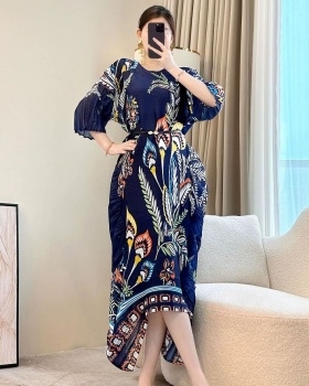 Large yard irregular lotus leaf edges loose dress