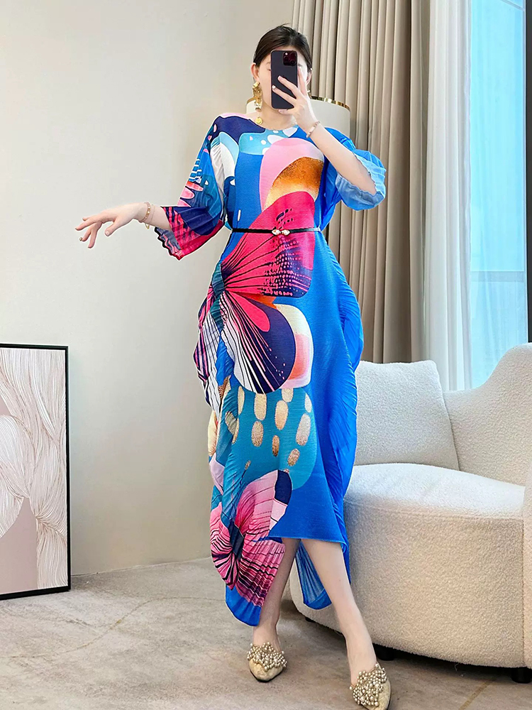 Large yard irregular lotus leaf edges loose dress