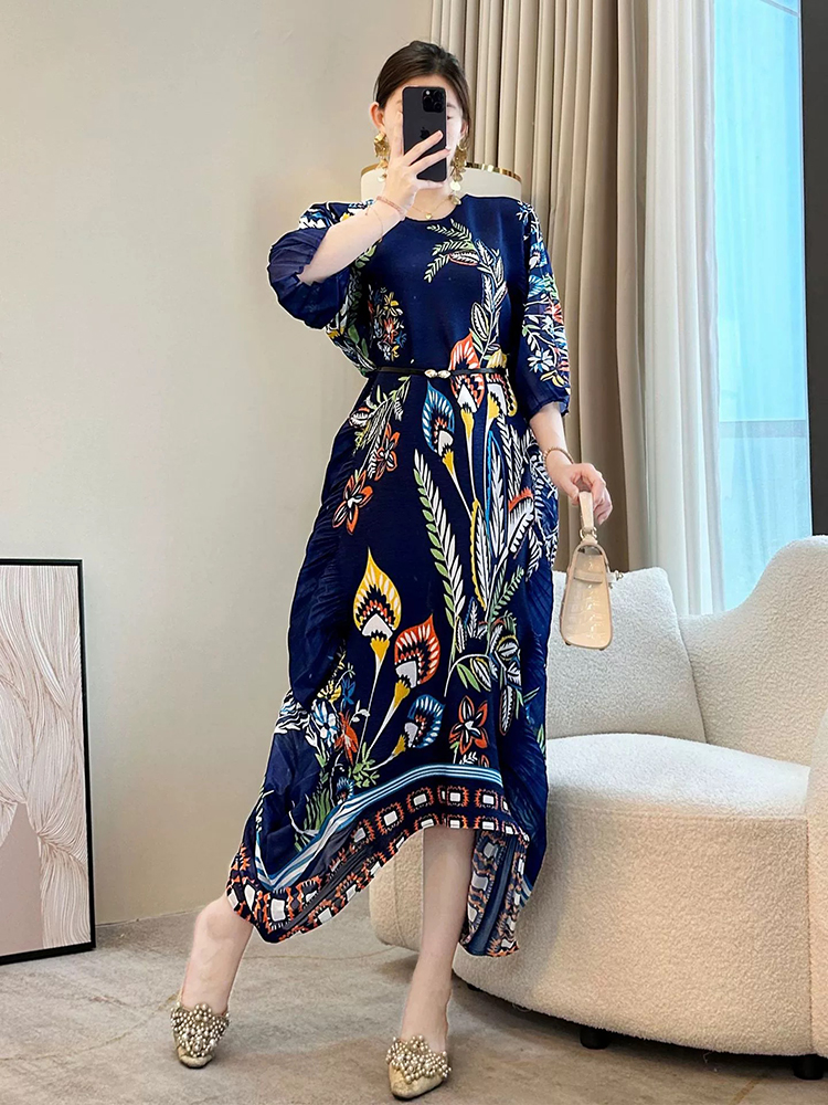 Large yard irregular lotus leaf edges loose dress