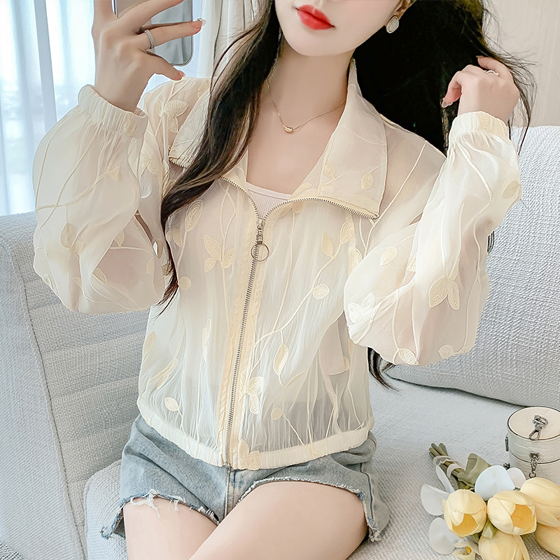 Embroidery all-match tops Casual spring jacket for women