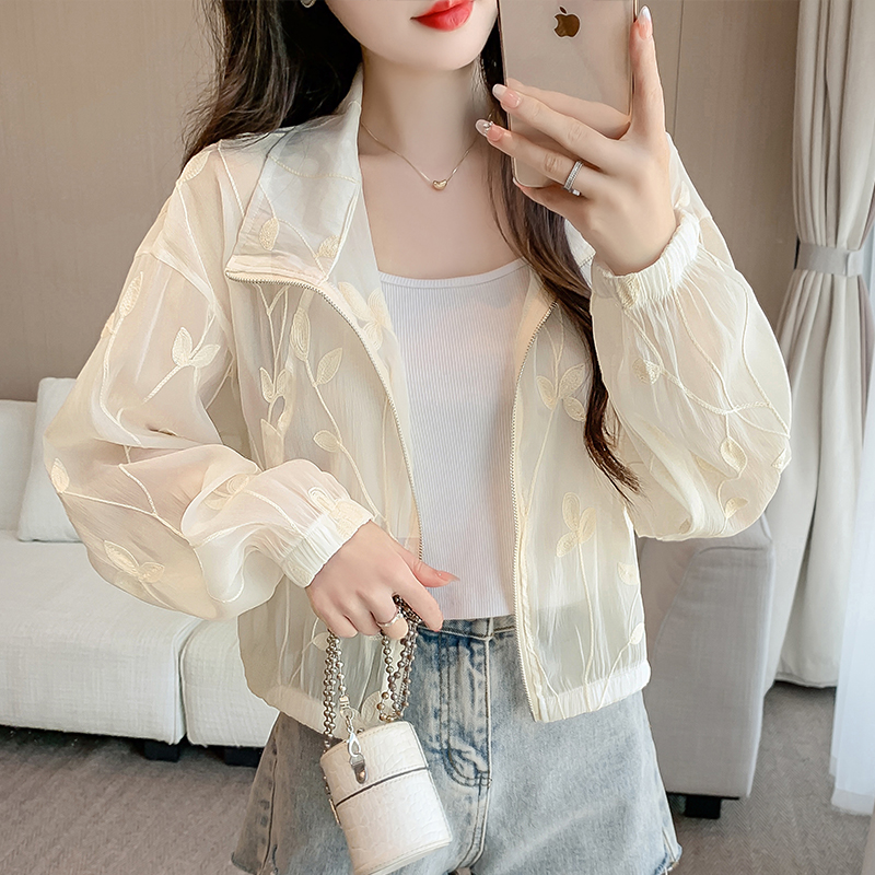 Embroidery all-match tops Casual spring jacket for women