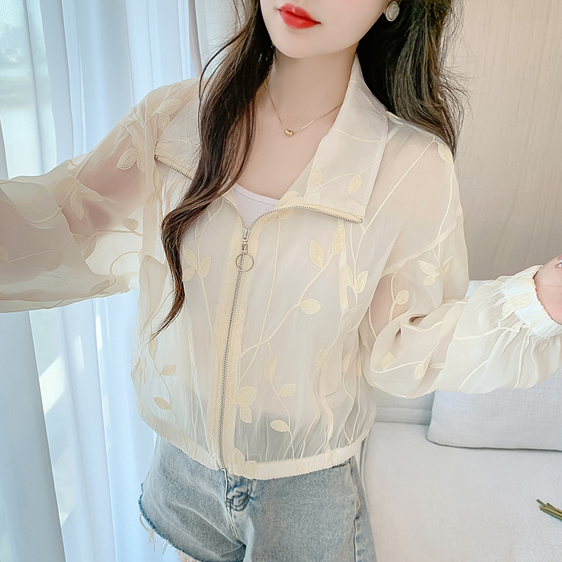 Embroidery all-match tops Casual spring jacket for women