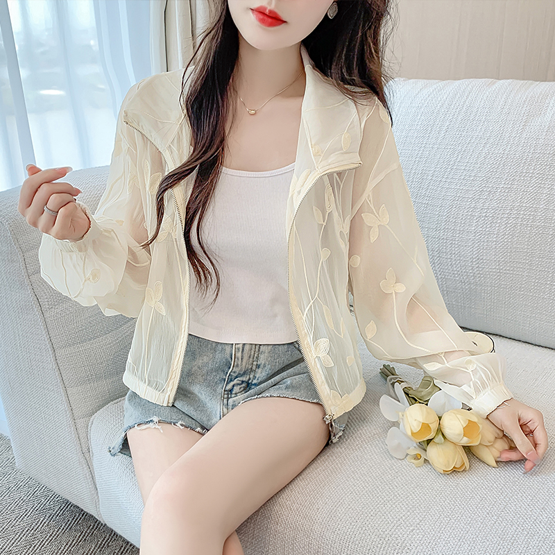 Embroidery all-match tops Casual spring jacket for women