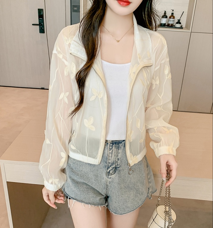 Embroidery all-match tops Casual spring jacket for women