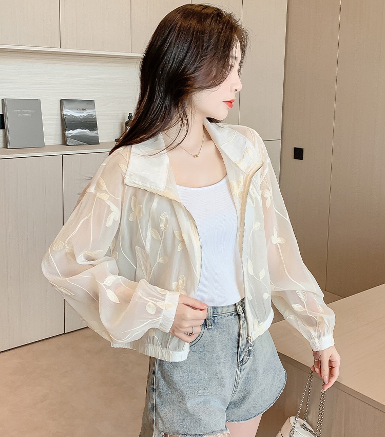 Embroidery all-match tops Casual spring jacket for women