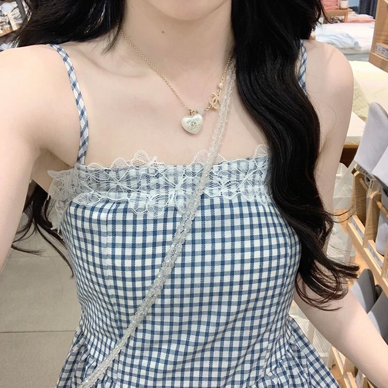 Sling refreshing lace splice slim dress